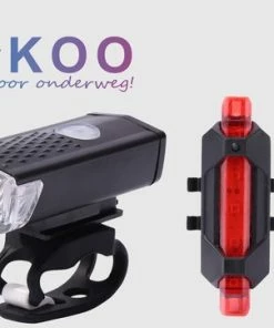 LAKOO-fietsverlichting-Fietsverlichting Set - Oplaadbare USB Led Fietslamp - Voor En Achter - Waterdicht - 4 Lichtstanden - Zwart-Fietslampjes