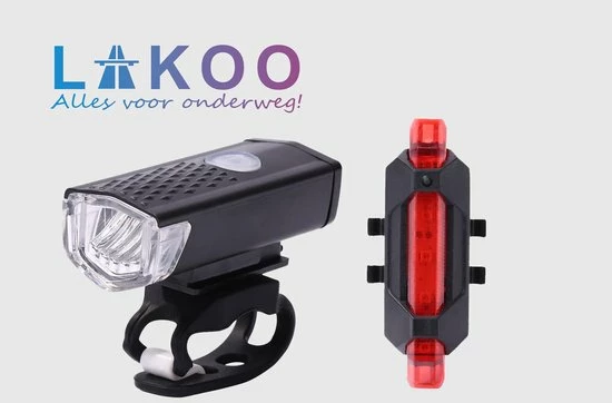 LAKOO-fietsverlichting-Fietsverlichting Set - Oplaadbare USB Led Fietslamp - Voor En Achter - Waterdicht - 4 Lichtstanden - Zwart-Fietslampjes 1 LAKOO-fietsverlichting-Fietsverlichting Set - Oplaadbare USB Led Fietslamp - Voor En Achter - Waterdicht - 4 Lichtstanden - Zwart-Fietslampjes