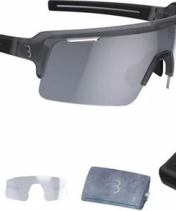 BBB Cycling Fuse PC MLC Zilver Fietsbril - Anti Condens Zonnebril - 3 Lichtgewicht Lenzen - Transparant Grijs - BSG-65