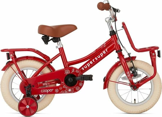 Supersuper Cooper - Kinderfiets - Meisjesfiets - 12 Inch - Rood 1 Supersuper Cooper - Kinderfiets - Meisjesfiets - 12 Inch - Rood