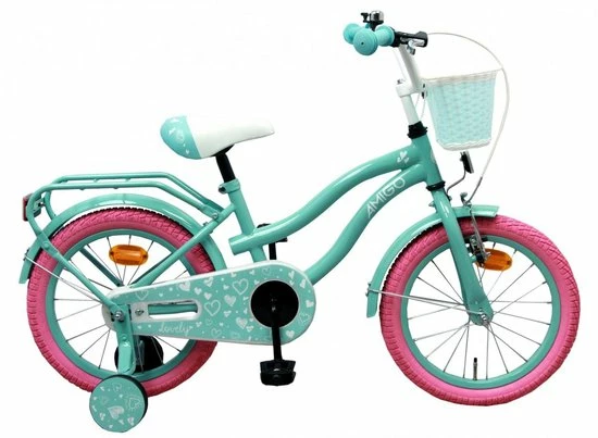 Amigo Lovely Meisjesfiets - Kinderfiets 12 Inch - Turquoise 7 Amigo Lovely Meisjesfiets - Kinderfiets 12 Inch - Turquoise - Afbeelding 7
