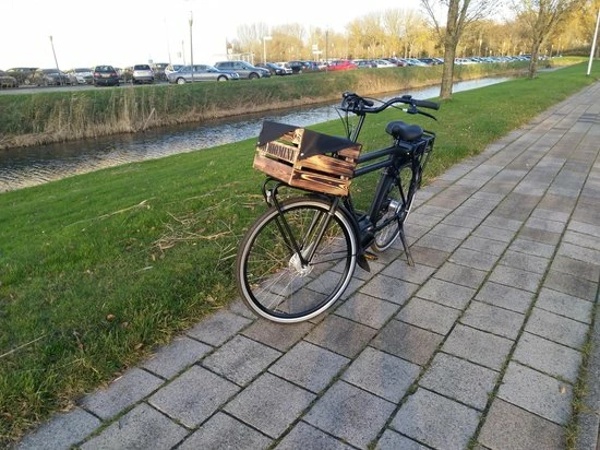 Ohmiomine Transporter Fietskrat Gebrand Hout Inclusief Kool Zwart Afdekhoes 2 Ohmiomine Transporter Fietskrat Gebrand Hout Inclusief Kool Zwart Afdekhoes - Afbeelding 2