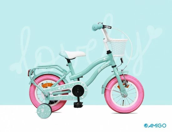 Amigo Lovely Meisjesfiets - Kinderfiets 12 Inch - Turquoise 14 Amigo Lovely Meisjesfiets - Kinderfiets 12 Inch - Turquoise - Afbeelding 14
