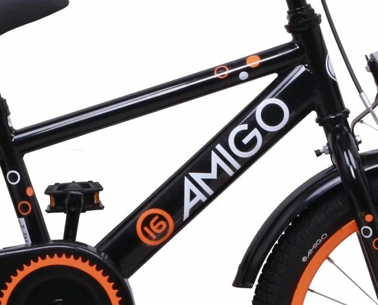 Amigo Sports Jongensfiets - Kinderfiets 16 Inch - Zwart 4 Amigo Sports Jongensfiets - Kinderfiets 16 Inch - Zwart - Afbeelding 4