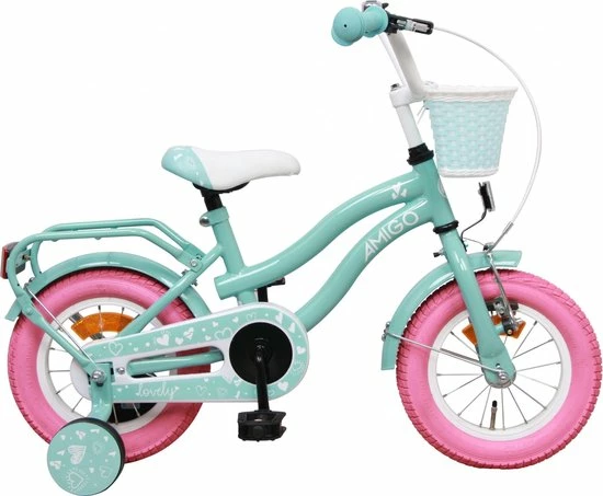Amigo Lovely Meisjesfiets - Kinderfiets 12 Inch - Turquoise 1 Amigo Lovely Meisjesfiets - Kinderfiets 12 Inch - Turquoise