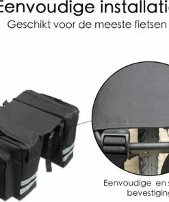 Merkloos Dubbele Fietstas - Zwart - Ruim - Met Rits -Bobike SHOP 550x456 4