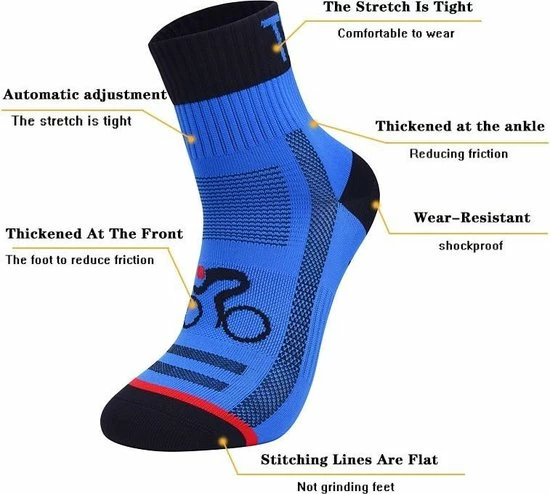 BikeMotion Wielrensokken Maat 35-38 Zwart - Unisex - Outdoor Sokken - Sportsokken - 1 Paar - Wielrennen - Fietsen - Wandelen 3 BikeMotion Wielrensokken Maat 35-38 Zwart - Unisex - Outdoor Sokken - Sportsokken - 1 Paar - Wielrennen - Fietsen - Wandelen - Afbeelding 3