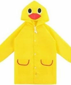 Quadrata Regenjas Capuchon - Kinder Poncho Regenjas - Regen Poncho - Geel Eend - Regen Poncho 4-6 Jaar- 1 Maat Regenjas