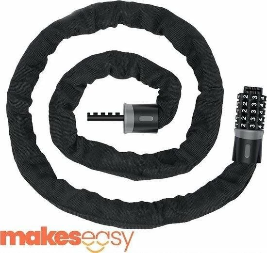 Makes Easy Cijferslot Fietsslot | Cijferslot | 5 Cijferig | 120 CM - 2.5 CM DIK | Anti Diefstal Fietsslot | Zwart 1 Makes Easy Cijferslot Fietsslot | Cijferslot | 5 Cijferig | 120 CM - 2.5 CM DIK | Anti Diefstal Fietsslot | Zwart