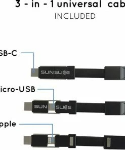 Sunslice Solar Draagbare Powerbank Met Zonnepanelen, SunPower Technologie, Handig Om GMS's Op Te Laden, Licht Voor O.a. Lange Trektochten, Zakformaat, Compatibel Met IPhone, Samsung, Huawei, Zwart -Bobike SHOP 550x527 8