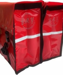 BayNL- Waterdicht - Dubbele - Bisonyl - Fietstas- Reflectoren - Rood 34cmX16.2cmX32cm=35 Liter