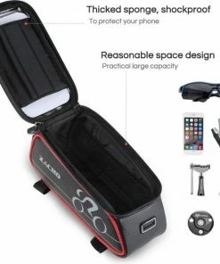 Zacro Fietstas Frame Telefoonhouder Fiets- MTB Zadeltas Racefiets Elektrische Fietsen Mountainbike- Tot 6.1 Inch - Zwart Met Rood -Bobike SHOP 550x532 4