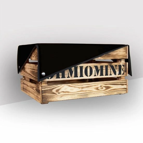 Ohmiomine Transporter Fietskrat Gebrand Hout Inclusief Kool Zwart Afdekhoes 3 Ohmiomine Transporter Fietskrat Gebrand Hout Inclusief Kool Zwart Afdekhoes - Afbeelding 3