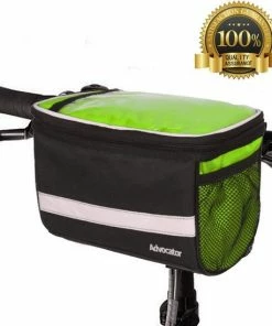 ZT Accessoires Advocator Fiets Stuurtas - Fietstas Stuur Met Smartphone / Telefoon Houder & Kaarthouder Groen/Zwart