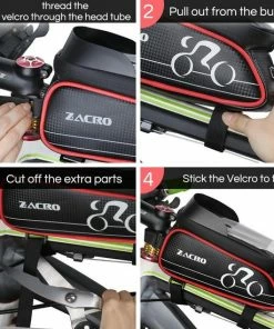 Zacro Fietstas Frame Telefoonhouder Fiets- MTB Zadeltas Racefiets Elektrische Fietsen Mountainbike- Tot 6.1 Inch - Zwart Met Rood -Bobike SHOP 550x550 163