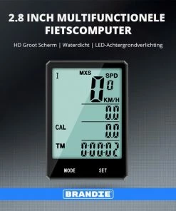 Brandie - Fietsnavigatie - Voor Fiets/MTB/Racefiets - Bedrade Fietscomputer - Kilometerteller Fiets - Gemakkelijk Af Te Lezen Snelheidsmeter - Waterdicht - Met 2.8 Minischerm - Multifunctioneel - Met Achtergrondverlichting - Maat 75*50*13mm - Zwart -Bobike SHOP 550x550 176