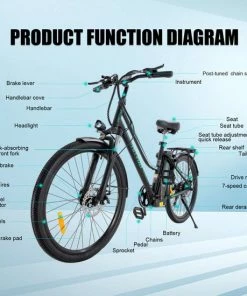 HITWAY Elektrische Fiets Voor Volwassenen | Ebikes Fietsen Stadsfiets | 250W 36V Motor | 7 VERSNELLINGSSYSTEE | 26 Inch - Zwart -Bobike SHOP 550x550 239