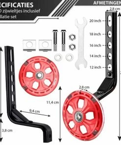 ARTIVIZION Universele Zijwieltjes - Incl. Installatie Set - Led Lichtjes - Kinderfietsaccessoires - Extra Ondersteuning En Stabiliteit - Geschikt Voor 12/14/16/18/20 Inch Kinderfiets - Jongens En Meisjes - Rood -Bobike SHOP 550x550 252