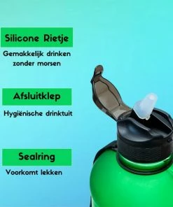 Quality Needz - Bidon - 2 Liter - Waterfles - Stevig & Handig Handvat - Sportfles - Waterfles Met Tijdmarkeringen - Gallon - Water Bottle - Grote - Waterfles Met Rietje -Bobike SHOP 550x550 281