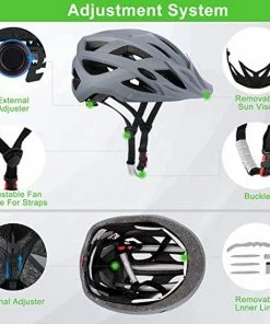 Merkloos Zacro Adult Bike Helmet With Light - Adjustable Bike Helmets For Men Women Youth With Replacement Pads &Detachable Visor Lightweight Cycling Helmet For Commuter Urban Scooter MTB Mountain &Road Biker Grijs -Bobike SHOP 550x550 388