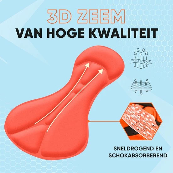 HOOFF Fietsondergoed Dames Heren Met Zeem - Fietsbroek - Wielerbroek - Fietsonderbroek - Wielrenbroek - Fietskleding - Oranje/Zwart - Maat XL 3 HOOFF Fietsondergoed Dames Heren Met Zeem - Fietsbroek - Wielerbroek - Fietsonderbroek - Wielrenbroek - Fietskleding - Oranje/Zwart - Maat XL - Afbeelding 3