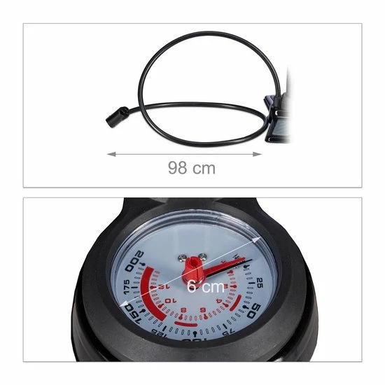 Relaxdays Fietspomp Met Manometer - Luchtpomp Met Drukmeter - Fiets-pomp Fiets Pomp Auto 6 Relaxdays Fietspomp Met Manometer - Luchtpomp Met Drukmeter - Fiets-pomp Fiets Pomp Auto - Afbeelding 6