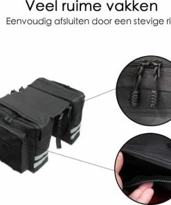 Merkloos Dubbele Fietstas - Zwart - Ruim - Met Rits -Bobike SHOP 550x558 9