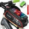 Zacro Fietstas Frame Telefoonhouder Fiets- MTB Zadeltas Racefiets Elektrische Fietsen Mountainbike- Tot 6.1 Inch - Zwart Met Rood