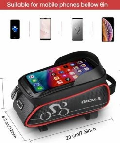 Zacro Fietstas Frame Telefoonhouder Fiets- MTB Zadeltas Racefiets Elektrische Fietsen Mountainbike- Tot 6.1 Inch - Zwart Met Rood -Bobike SHOP 550x583 1