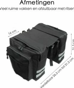 Merkloos Dubbele Fietstas - Zwart - Ruim - Met Rits -Bobike SHOP 550x648