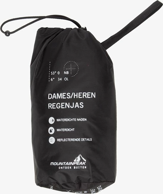 Mountain Peak Dames/heren Regenjas - Zwart - Maat XL 4 Mountain Peak Dames/heren Regenjas - Zwart - Maat XL - Afbeelding 4